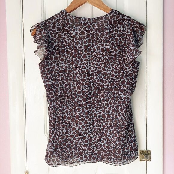 Kenneth Cole 100% Silk Chain Crossover V-Neck Blouse w/ Butterfly Sleeves Sz 2 - Picture 7 of 9